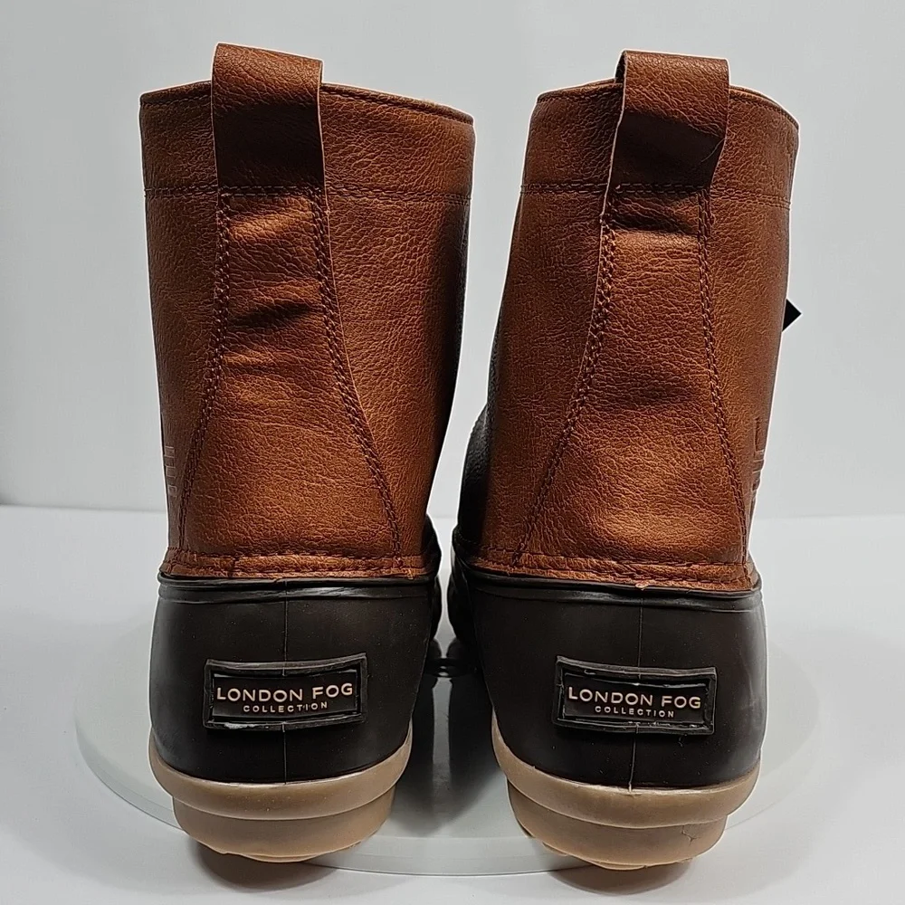 London Fog Tan and Dark Brown Waterproof Lace-Up Duck Boots